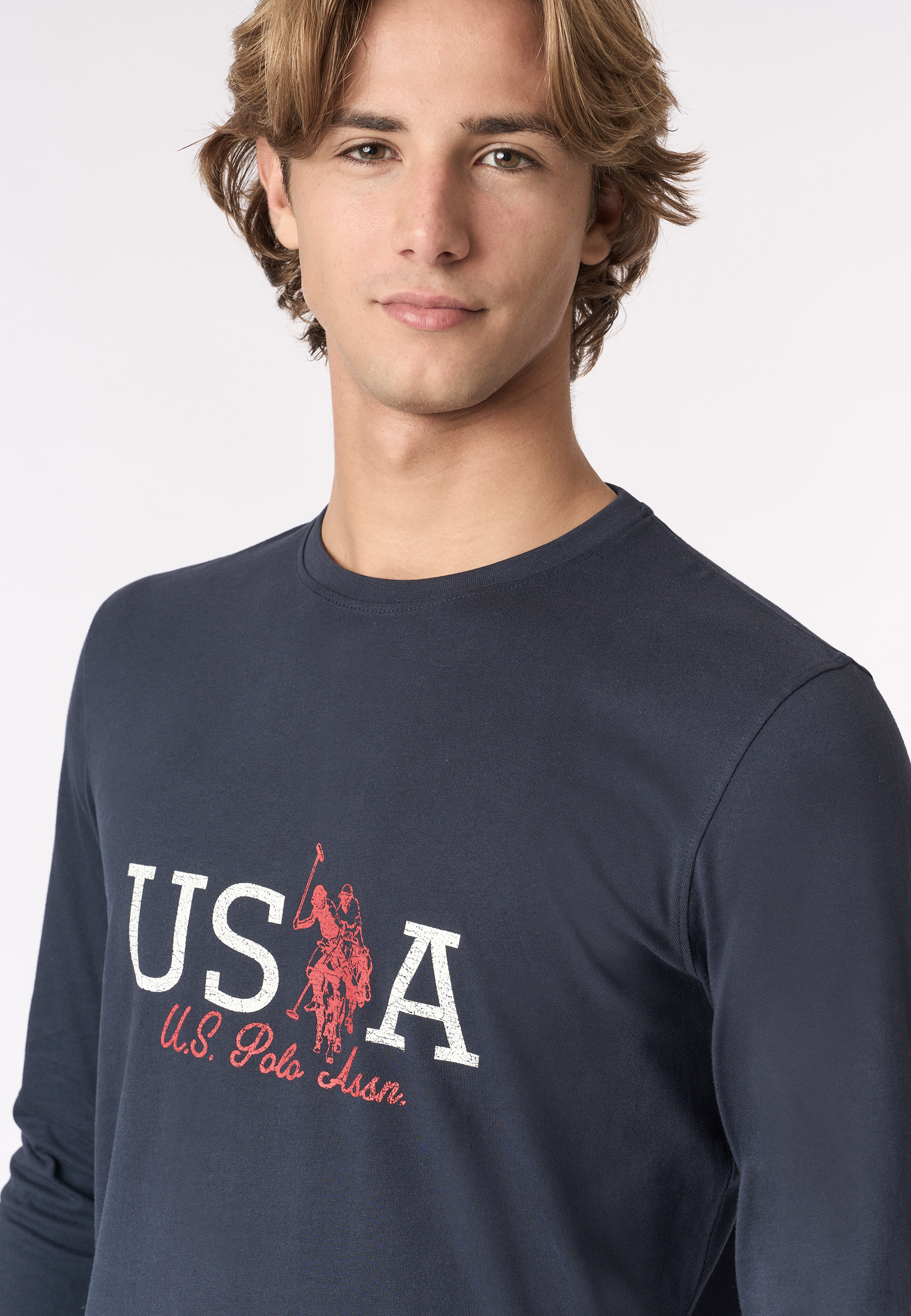 T-shirt a maniche lunghe in heavy jersey con motivo USPA