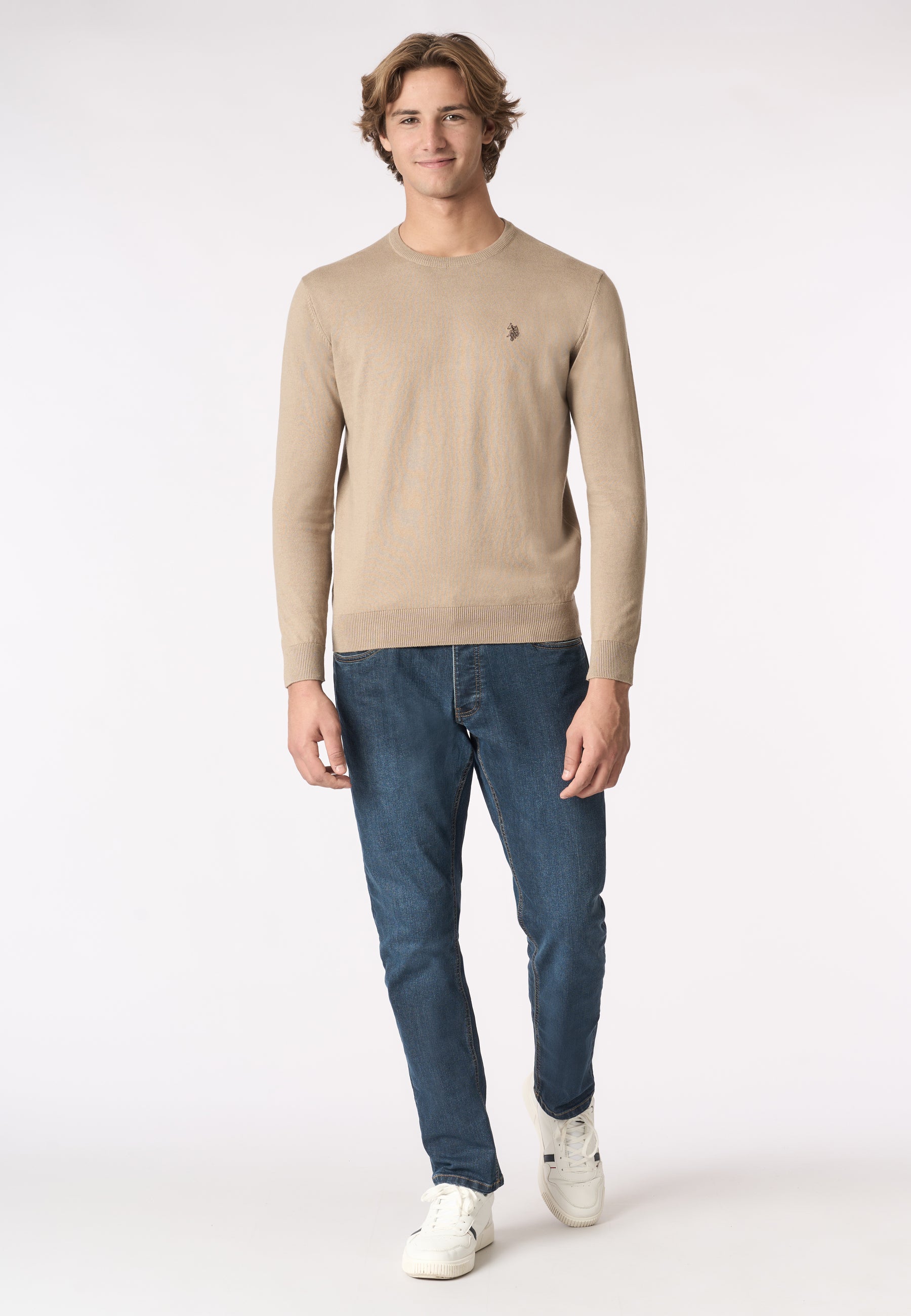 Maglia girocollo cotone e cashmere