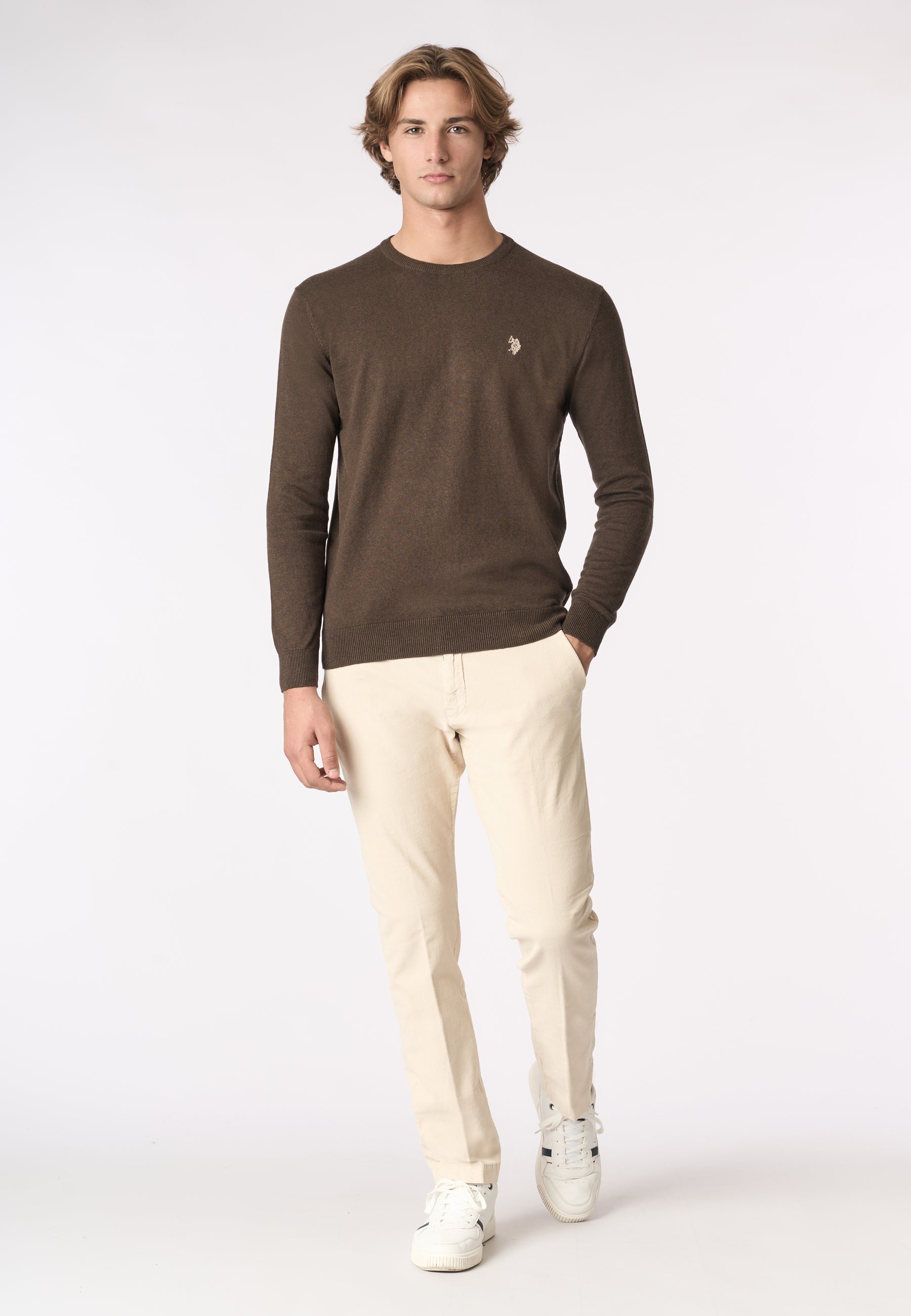 Maglia girocollo cotone e cashmere