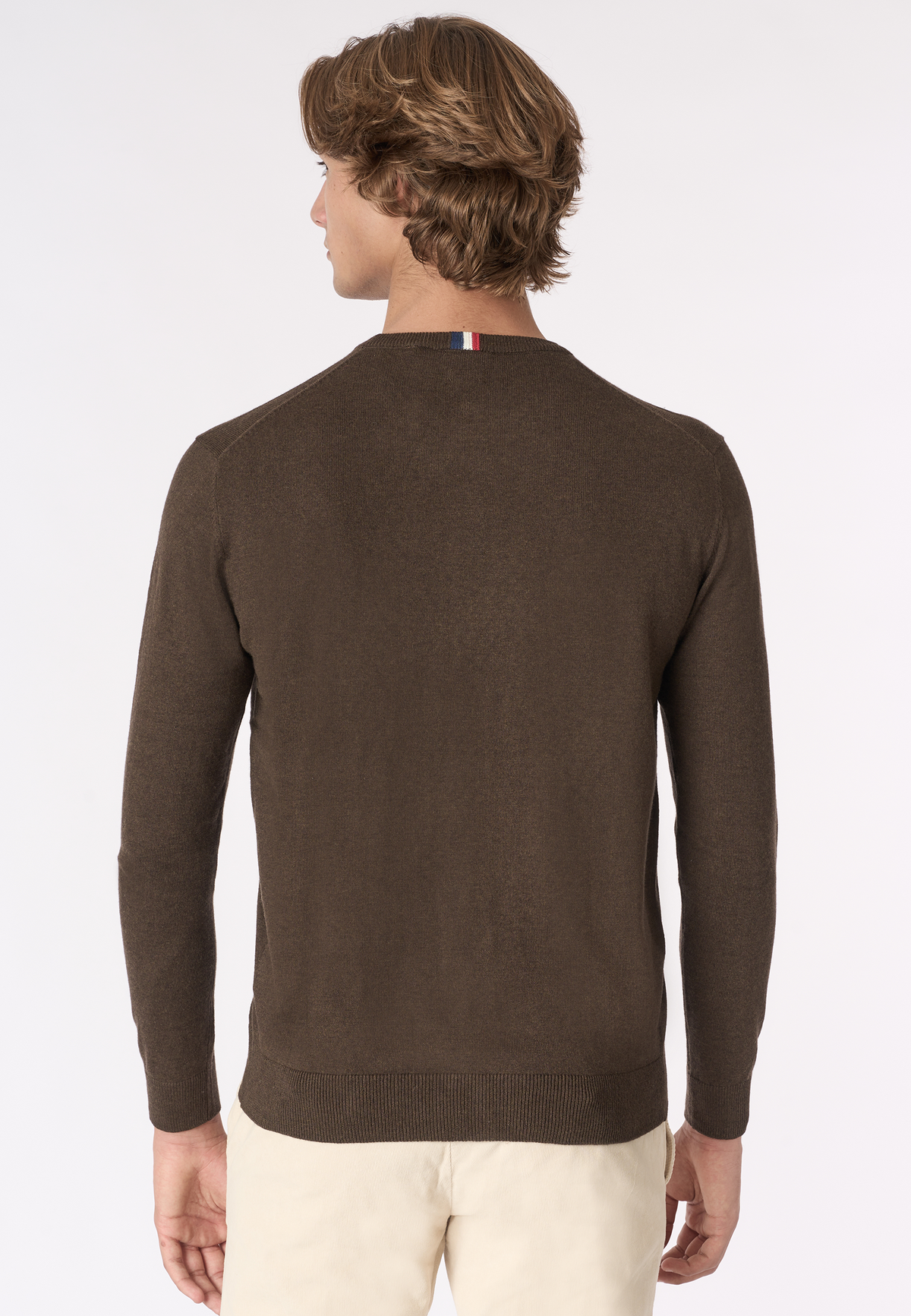 Maglia girocollo in misto cotone e cashmere