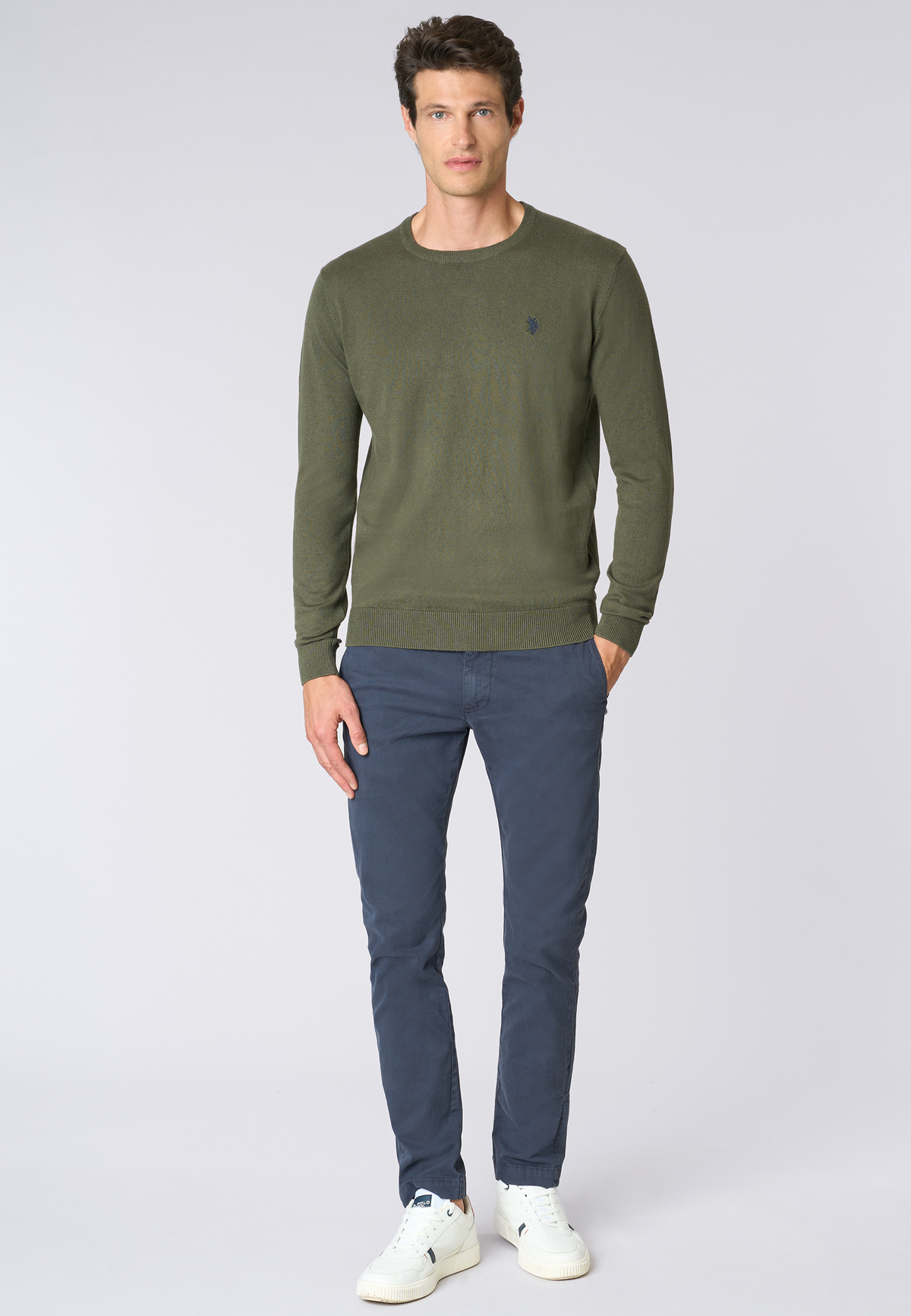 Maglia girocollo cotone e cashmere