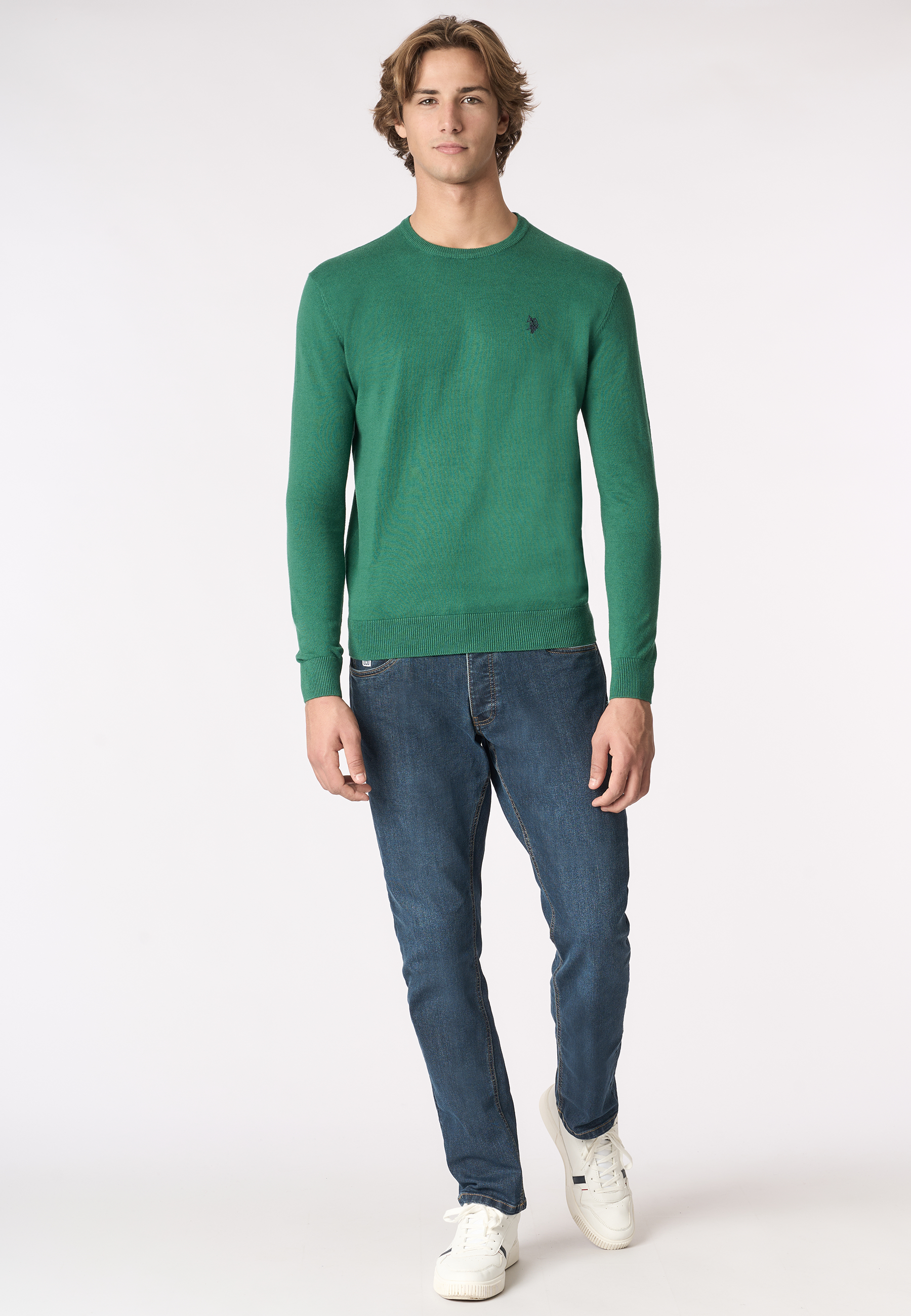 Maglia girocollo cotone e cashmere