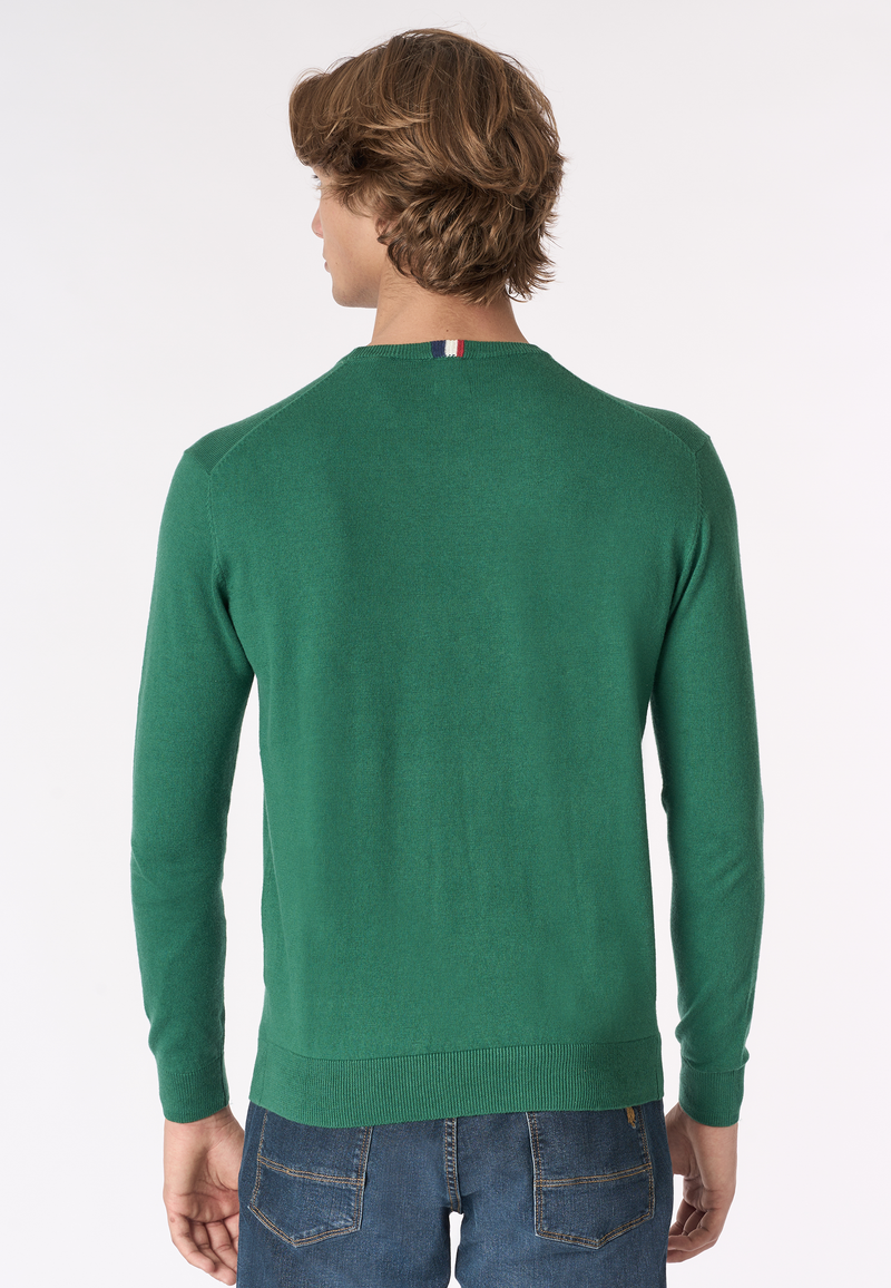 Maglia girocollo cotone e cashmere