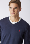 Maglia scollo a V cotone e cashmere