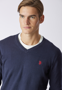 Maglia scollo a V cotone e cashmere