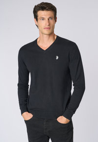 Maglia scollo a V cotone e cashmere
