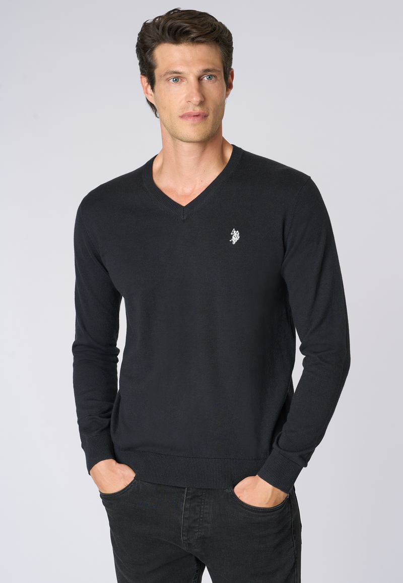Maglia scollo a V cotone e cashmere