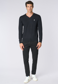 Maglia scollo a V cotone e cashmere