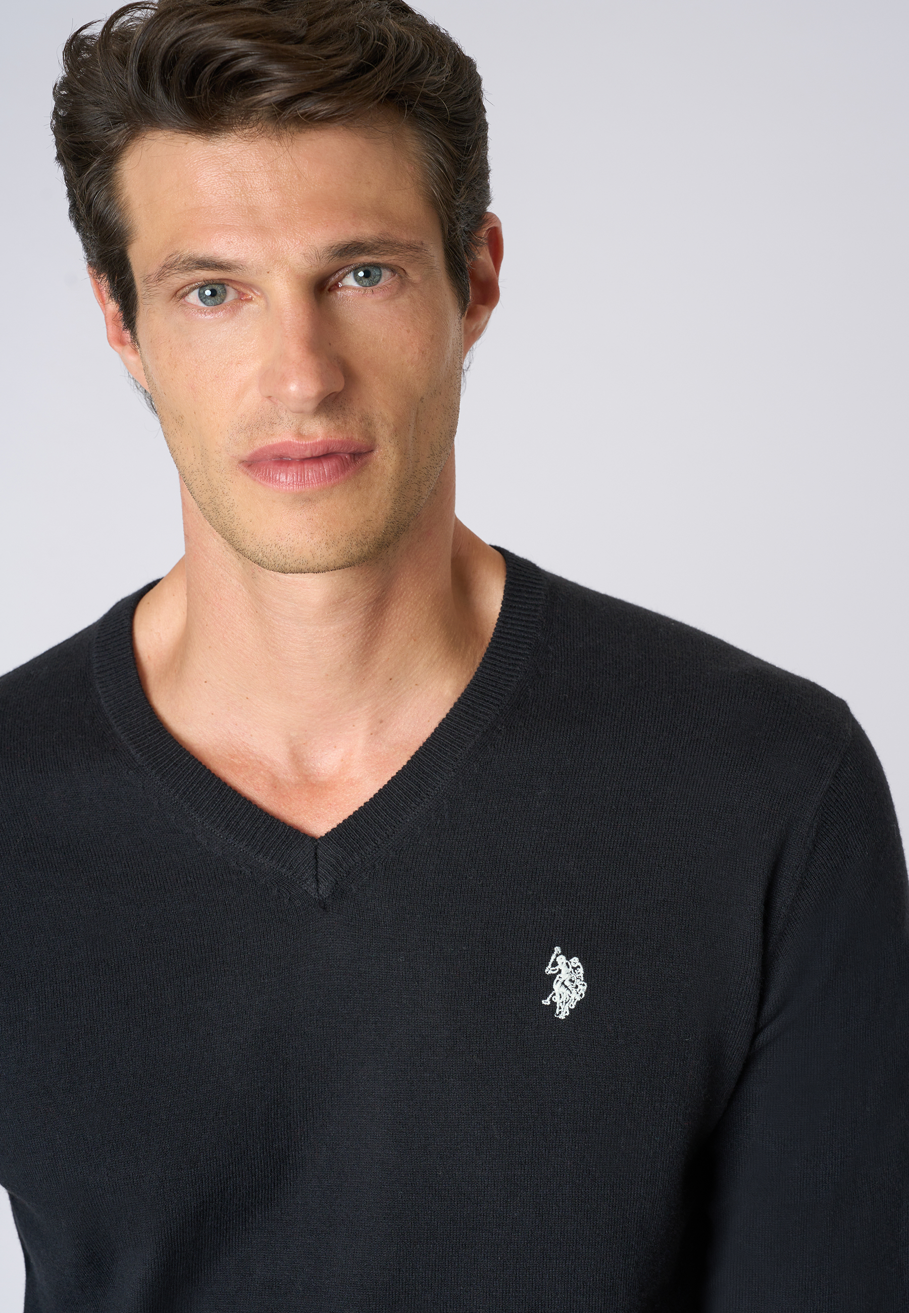 Maglia scollo a V cotone e cashmere