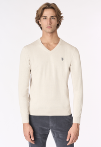 Maglia scollo a V cotone e cashmere