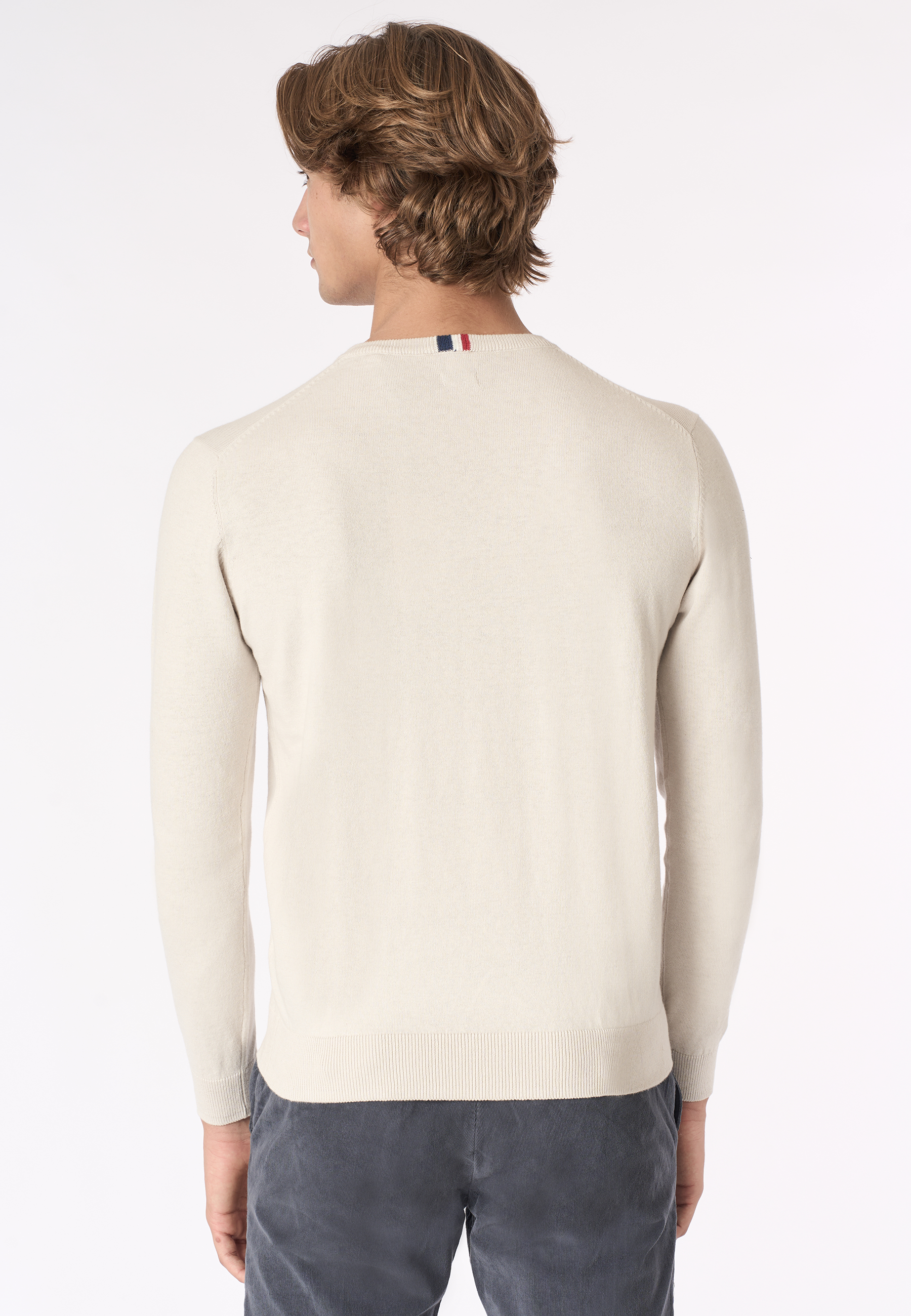 Maglia scollo a V cotone e cashmere