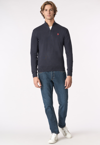 Maglia con zip un quarto cotone e cashmere