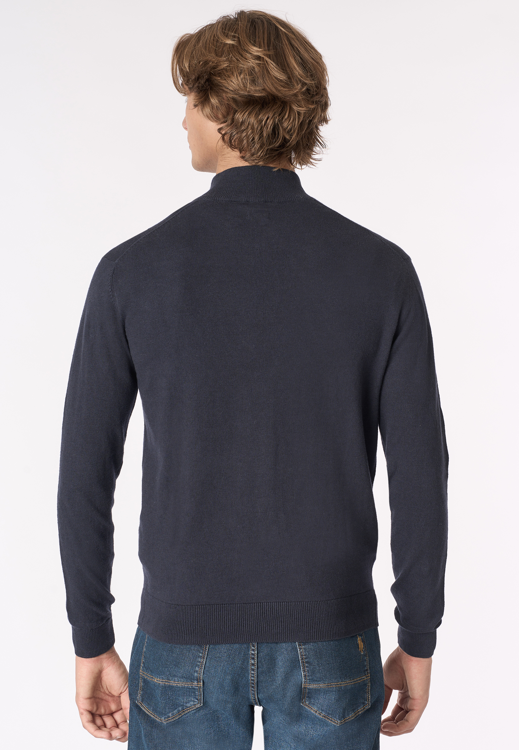 Maglia con zip un quarto cotone e cashmere