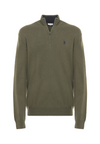 Maglia con zip un quarto cotone e cashmere