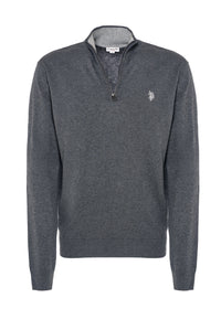 Maglia con zip un quarto cotone e cashmere