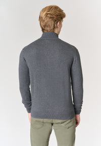 Maglia con zip un quarto cotone e cashmere