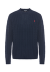Maglia girocollo a treccia in cotone e cashmere