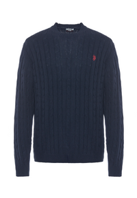Maglia girocollo a treccia in cotone e cashmere