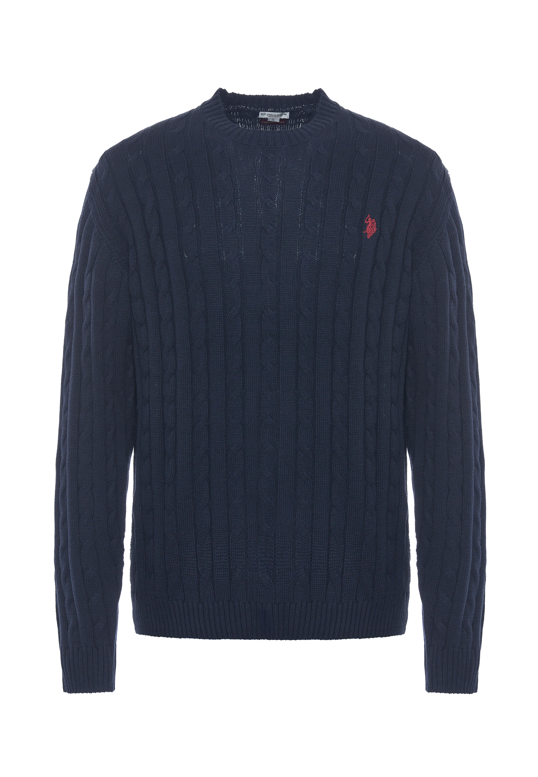 Maglia girocollo a treccia in cotone e cashmere