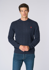 Maglia girocollo a treccia in cotone e cashmere