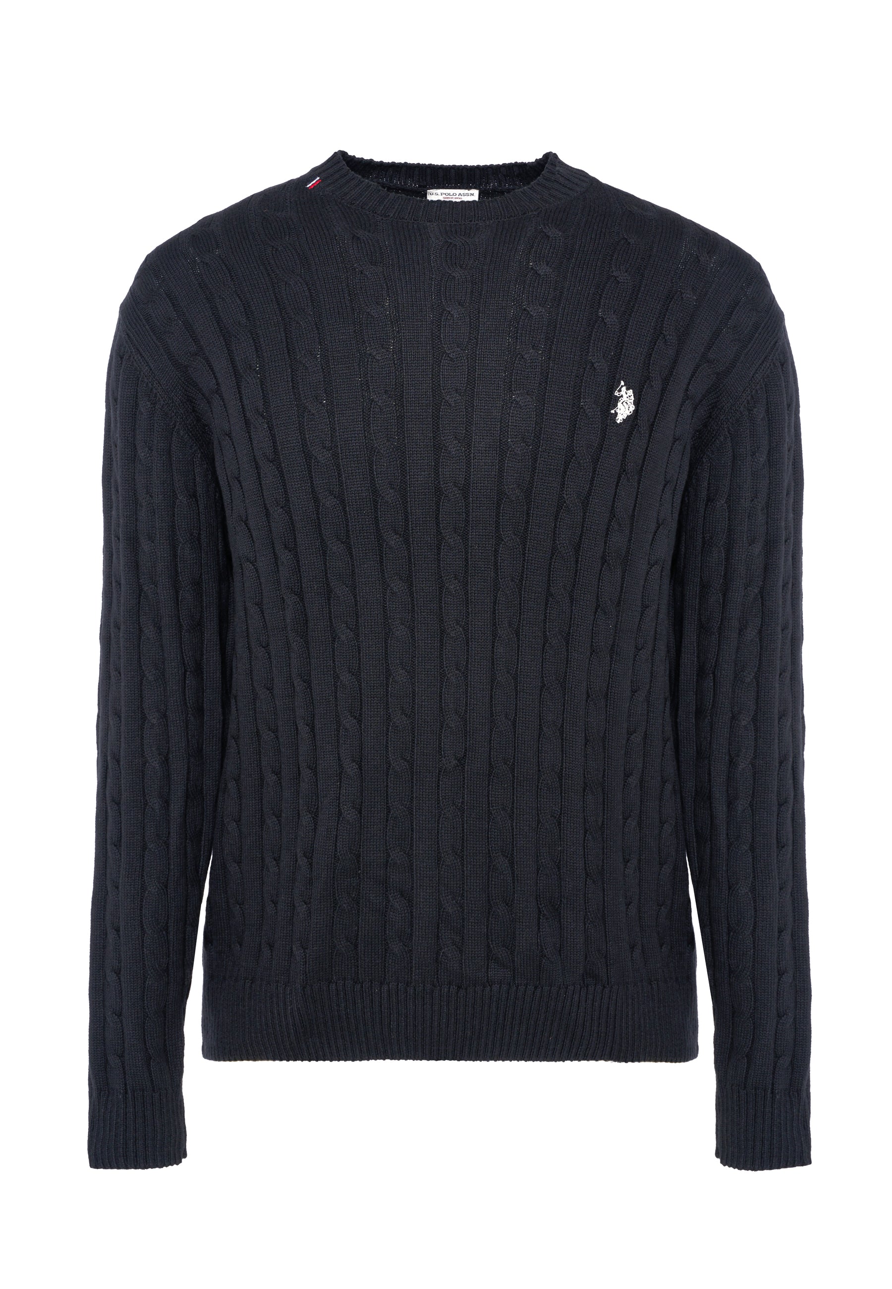 Maglia girocollo a treccia in cotone e cashmere