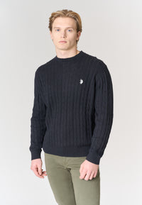 Maglia girocollo a treccia in cotone e cashmere