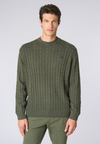 Maglia girocollo a treccia in cotone e cashmere