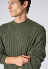 Maglia girocollo a treccia in cotone e cashmere