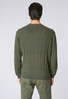 Maglia girocollo a treccia in cotone e cashmere