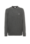 Maglia girocollo a treccia in cotone e cashmere