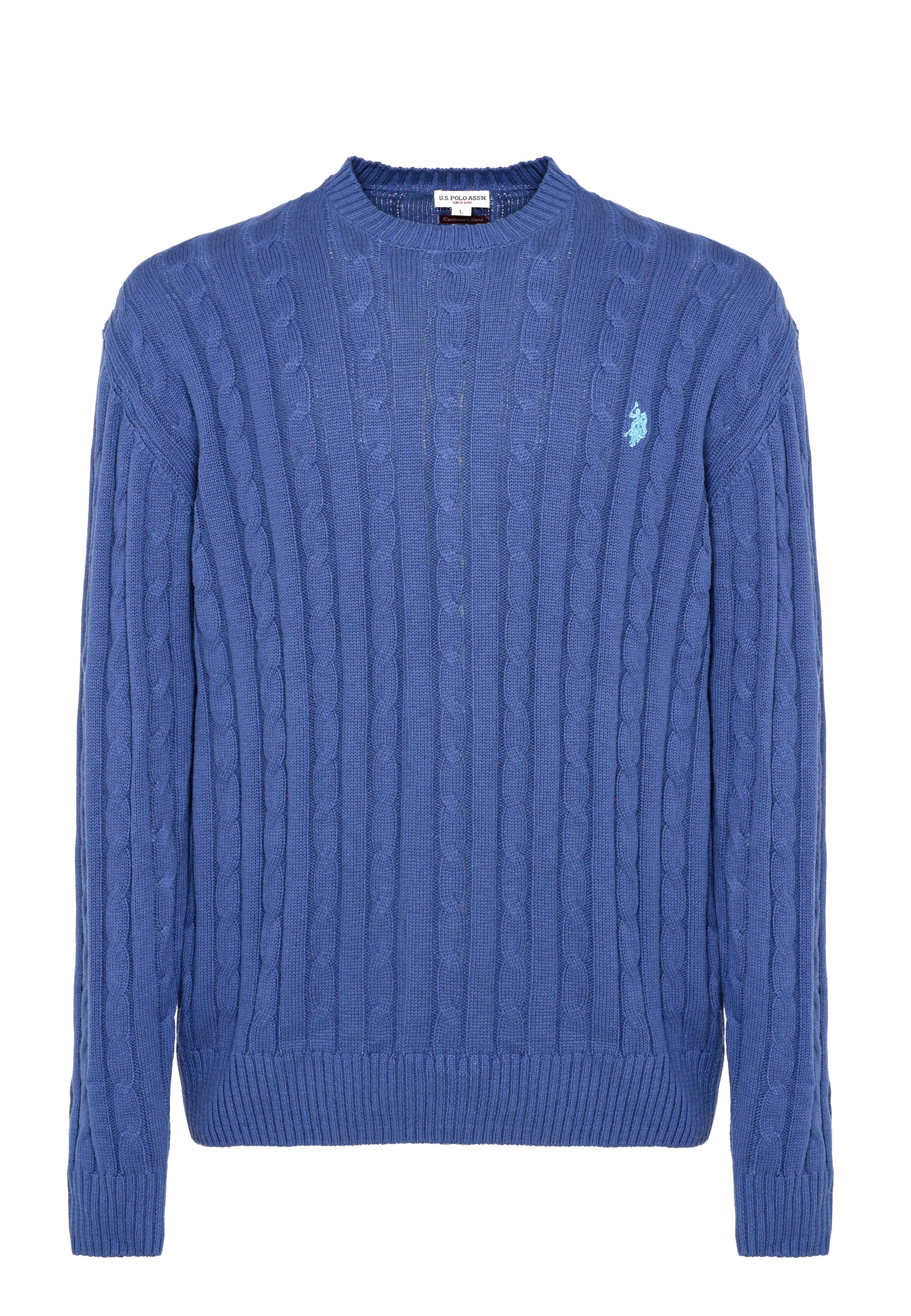 Maglia girocollo a treccia in cotone e cashmere