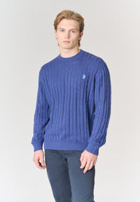 Maglia girocollo a treccia in cotone e cashmere