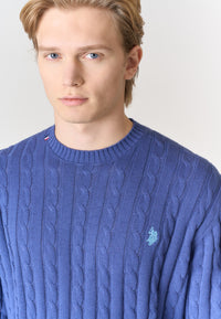 Maglia girocollo a treccia in cotone e cashmere