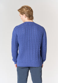 Maglia girocollo a treccia in cotone e cashmere
