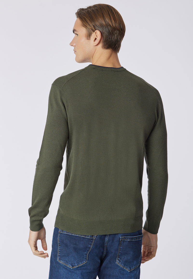 Maglia girocollo  misto lana e viscosa