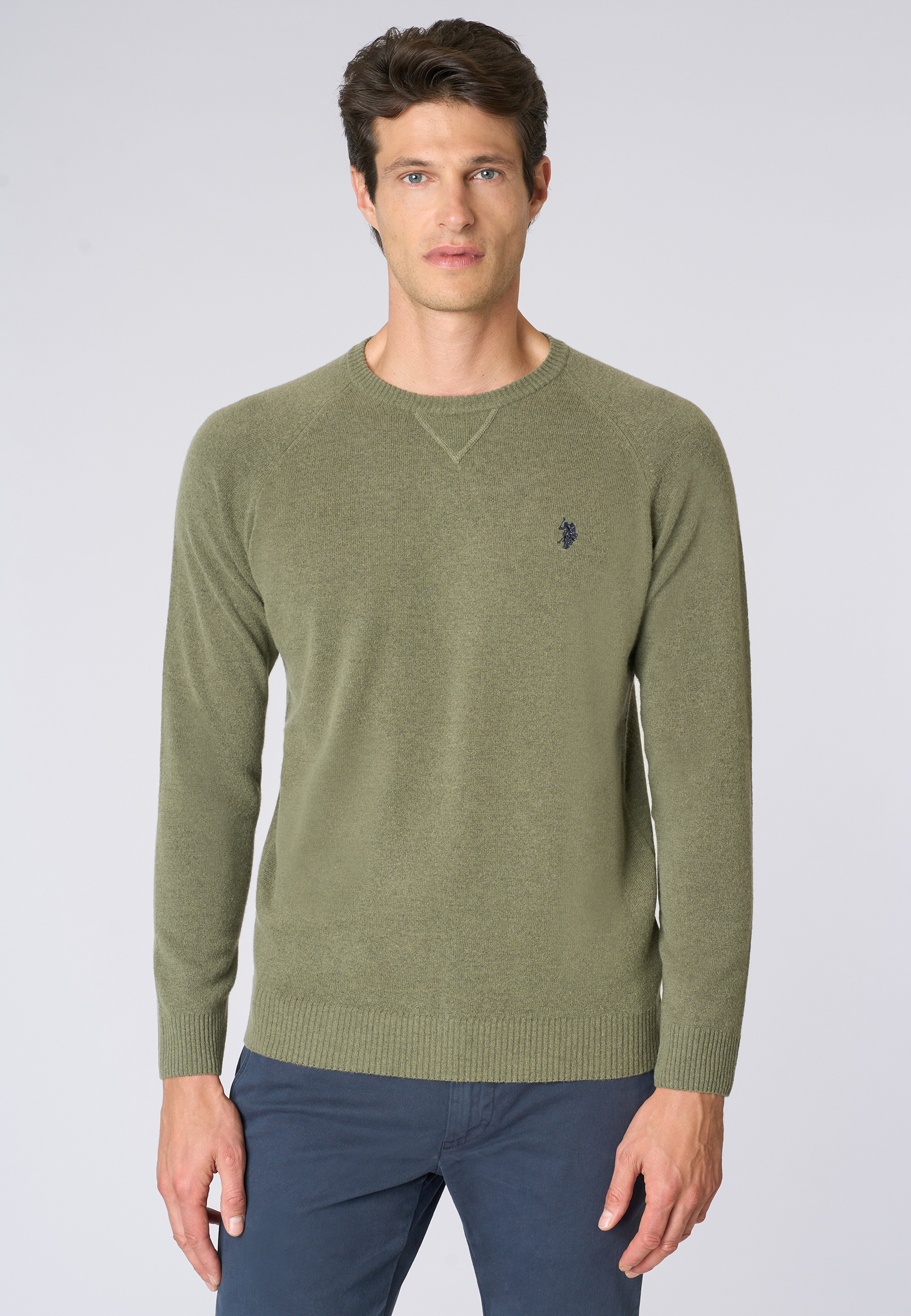 Maglia girocollo misto lana overdyed