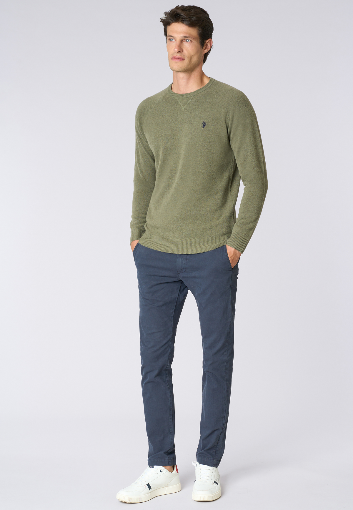 Maglia girocollo misto lana overdyed