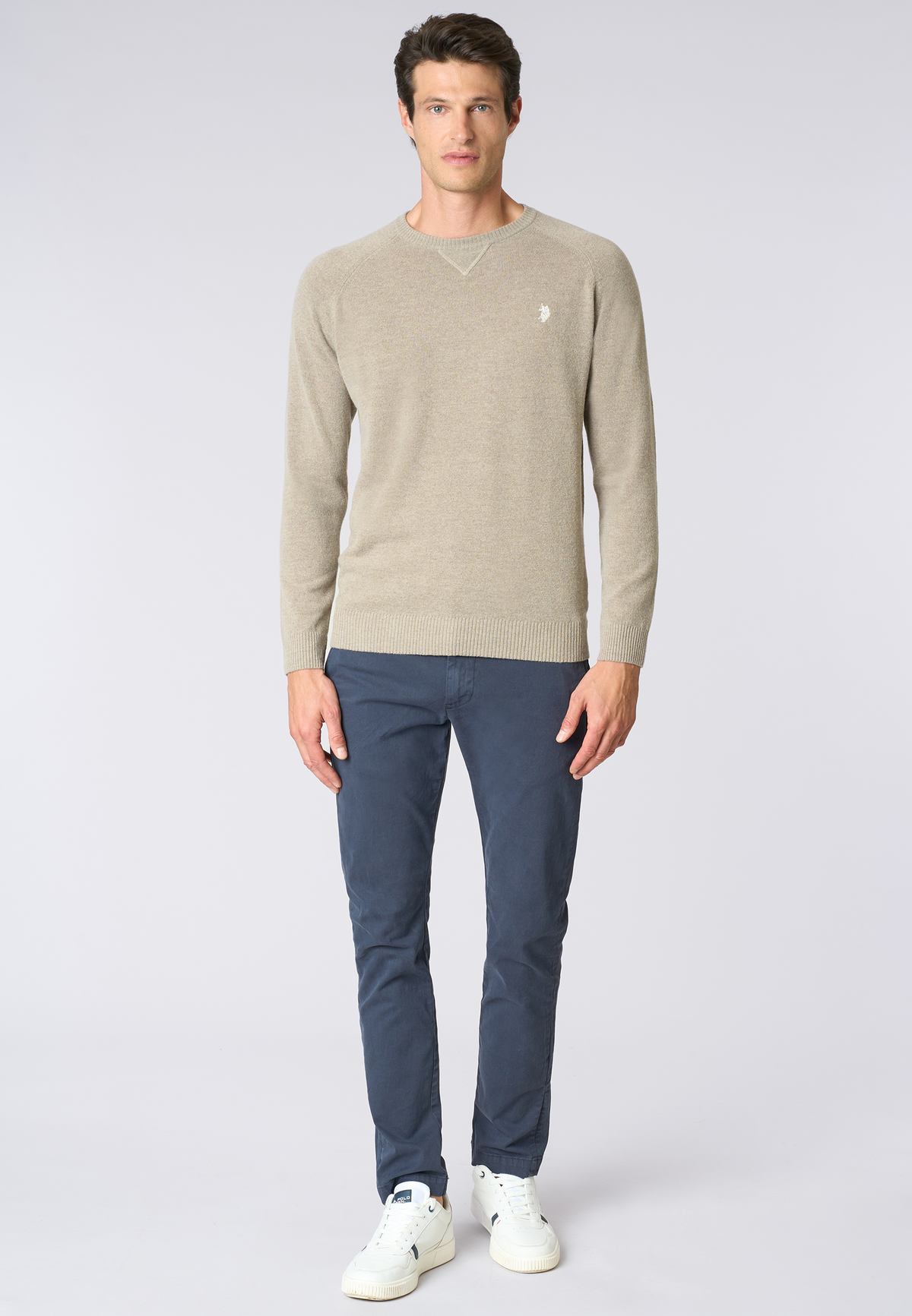 Maglia girocollo misto lana overdyed