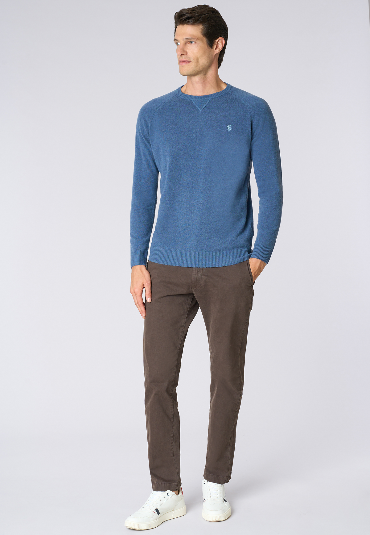 Maglia girocollo misto lana overdyed