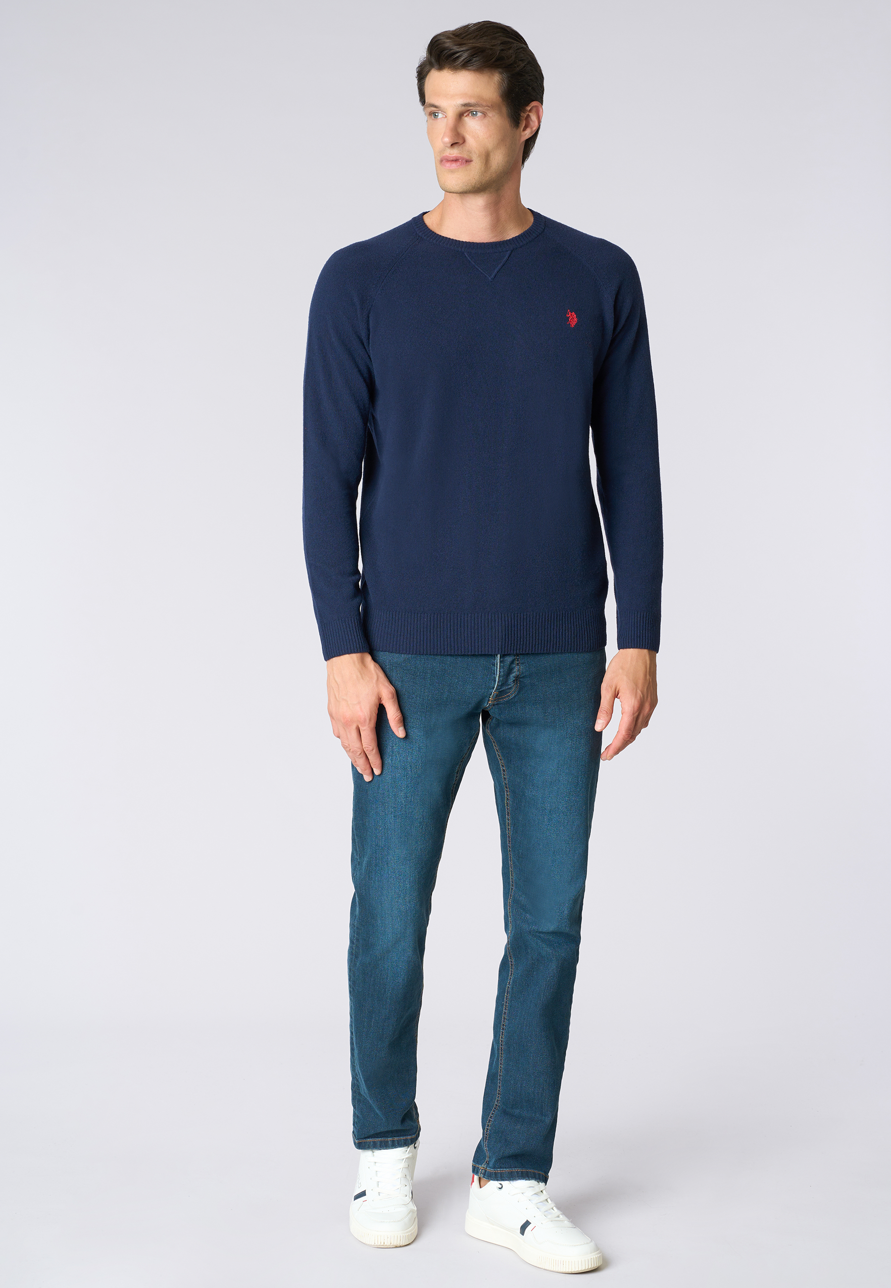 Maglia girocollo misto lana overdyed
