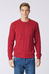 Maglia girocollo a treccia misto lana merino riciclata