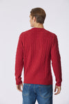 Maglia girocollo a treccia misto lana merino riciclata