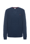 Maglia girocollo a treccia misto lana merino riciclata