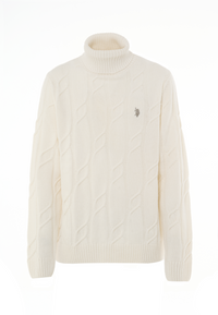 Maglia dolcevita lavorazione a treccia misto lana