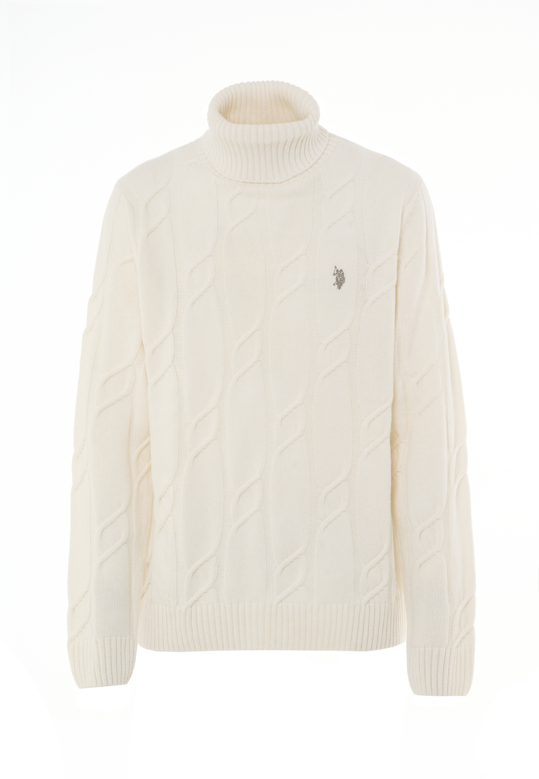 Maglia dolcevita lavorazione a treccia misto lana