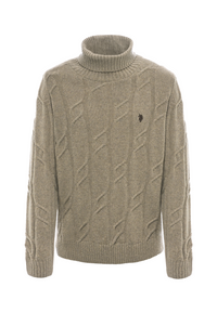 Maglia dolcevita lavorazione a treccia misto lana