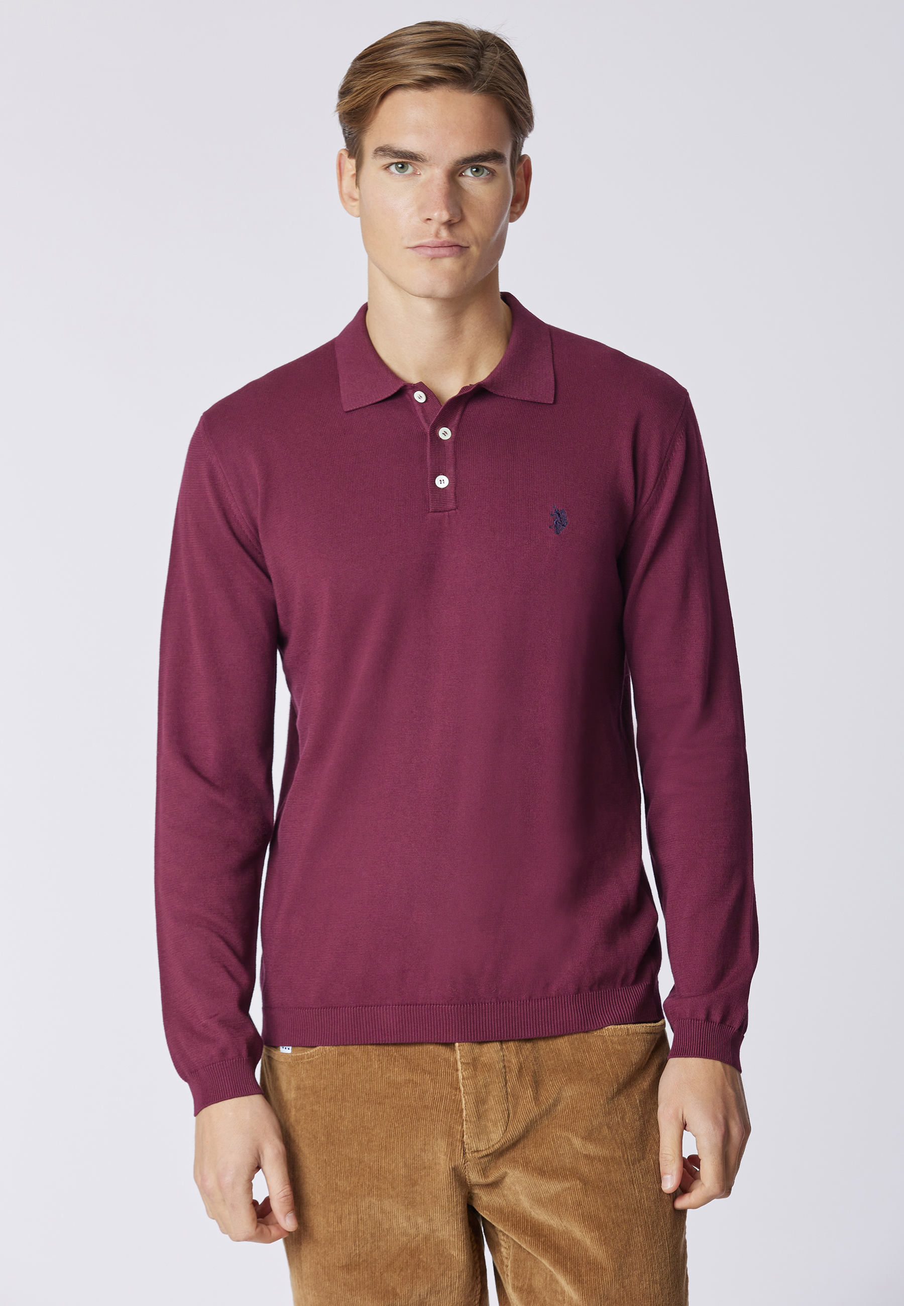 Polo shirt knit in cotone a maniche lunghe