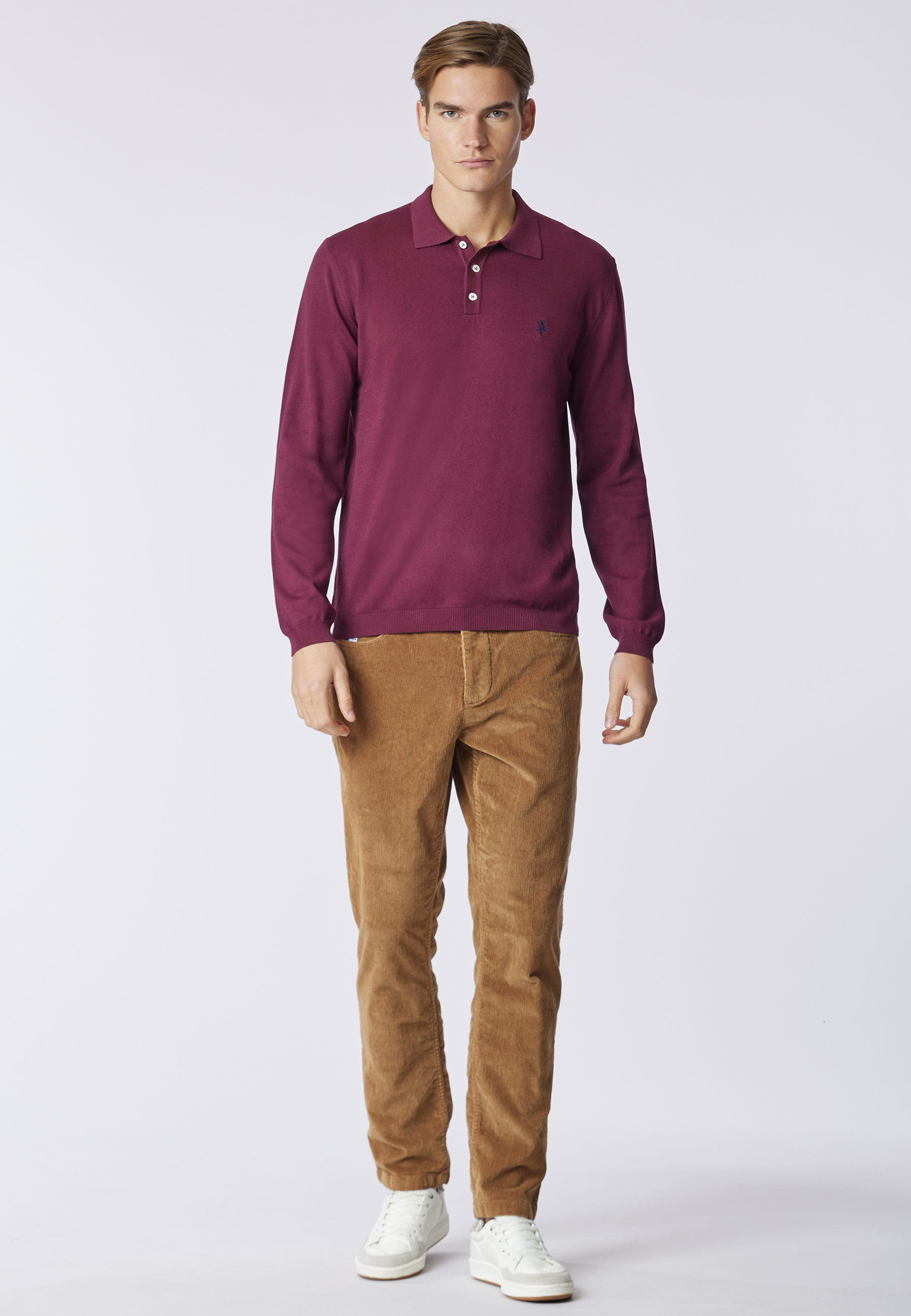 Polo shirt knit in cotone a maniche lunghe