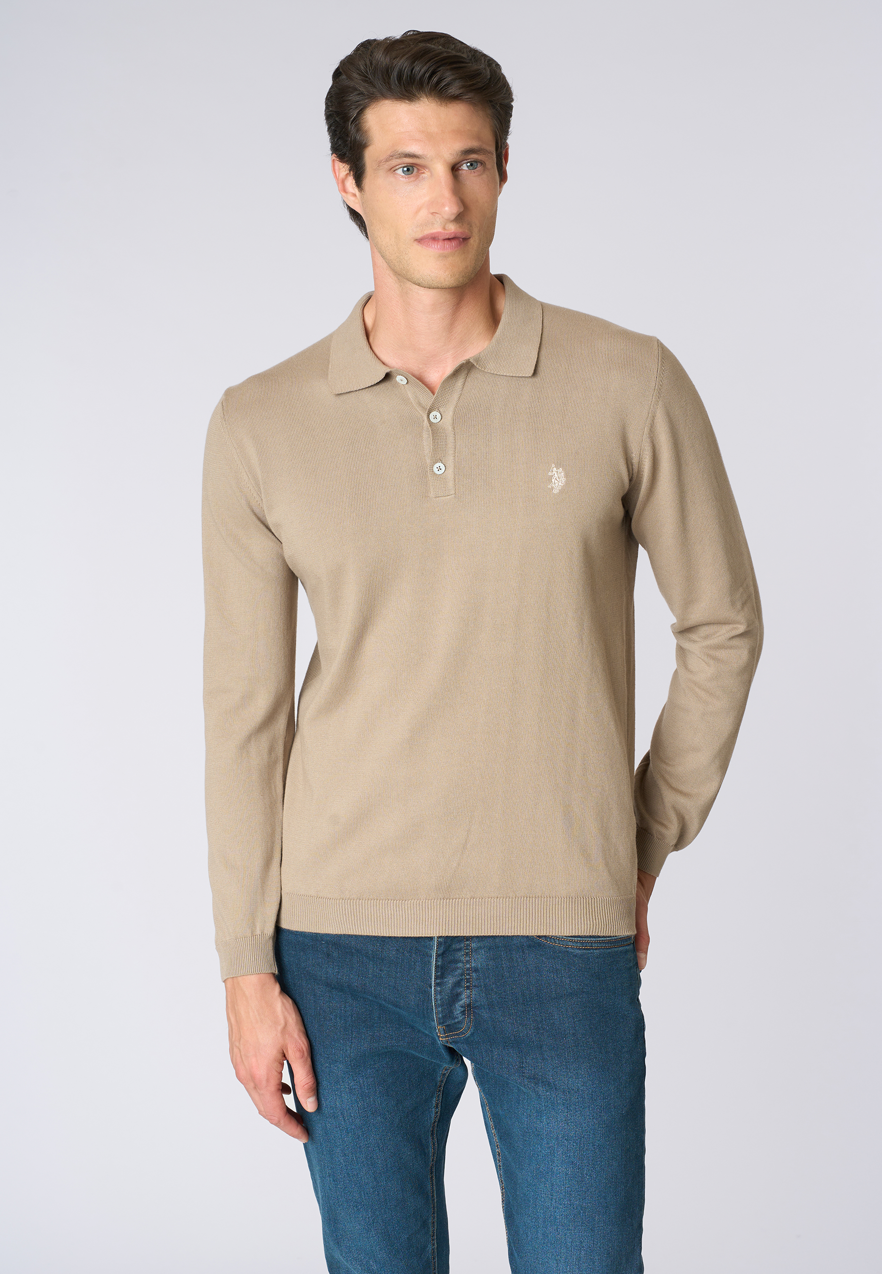 Polo shirt knit in cotone a maniche lunghe