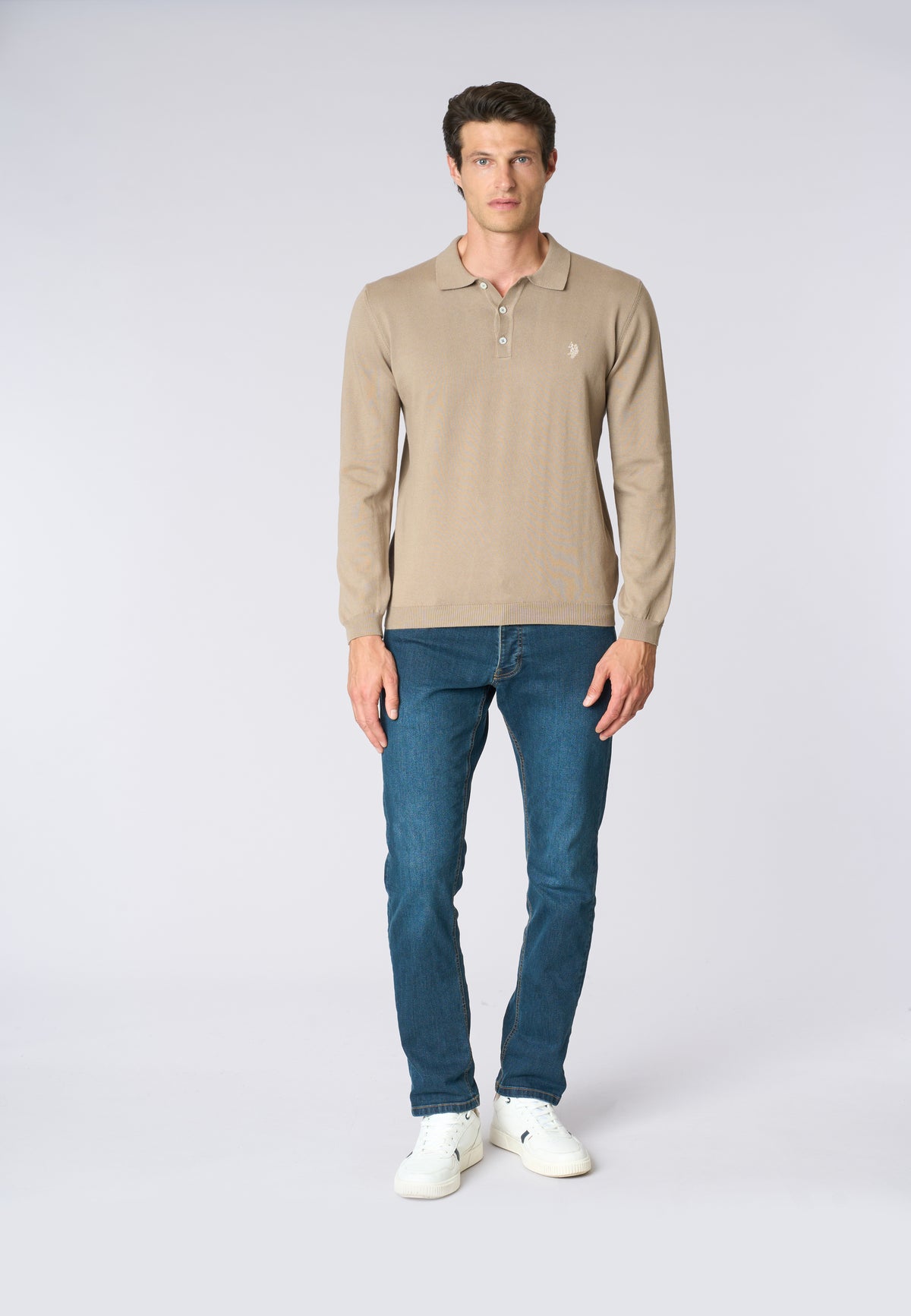Polo shirt knit in cotone a maniche lunghe